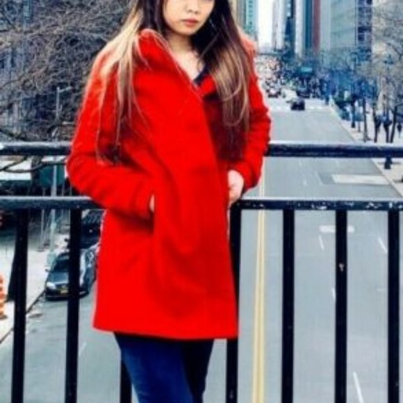 ZARA Basic Red Wool Duffle Hooded Coat_size XS - Picture 9 of 9